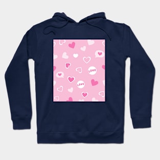 Love Valentines cute hearts in pink background braf design Hoodie